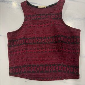 Women's Sleeveless Patterned Top - Red and Black